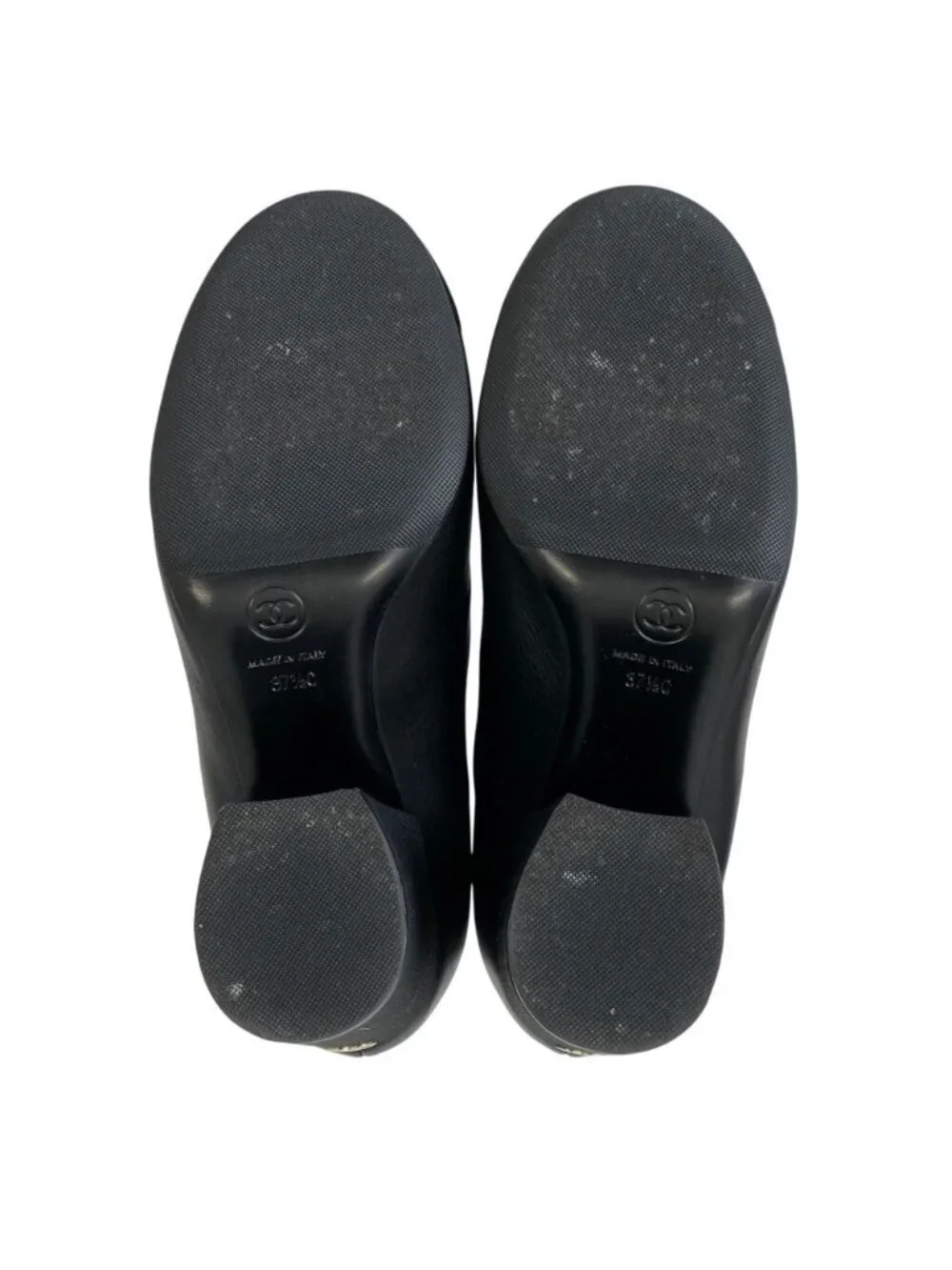 Chanel CC Logo Leather Ankle Boots 37.5 Equivalent Black